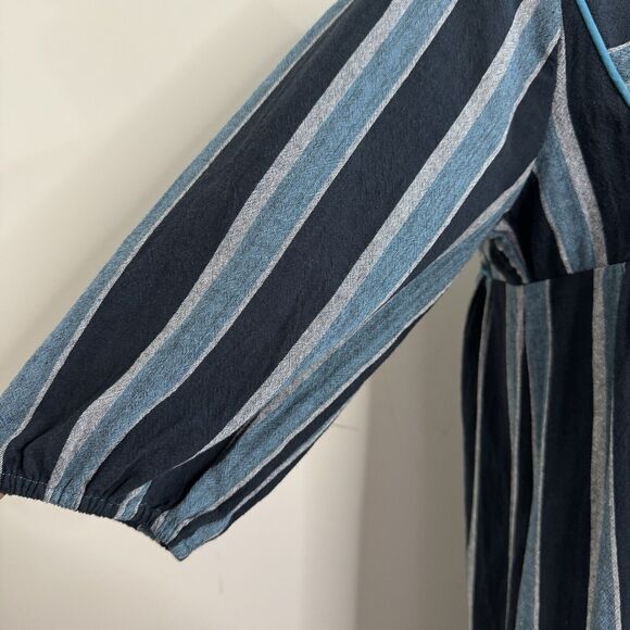 Saint Geraldine Polly Jean Midi Dress Size XS Melbourne Aqua Striped Pockets - Picture 6 of 15